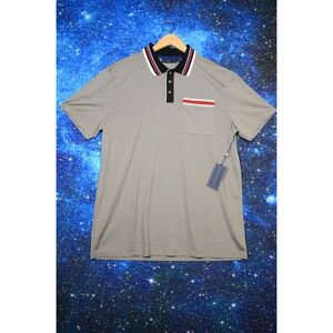 Extracurricular‎ Glenn Polo Shirt Mens Large Gray Pocket Striped Collar Golf
